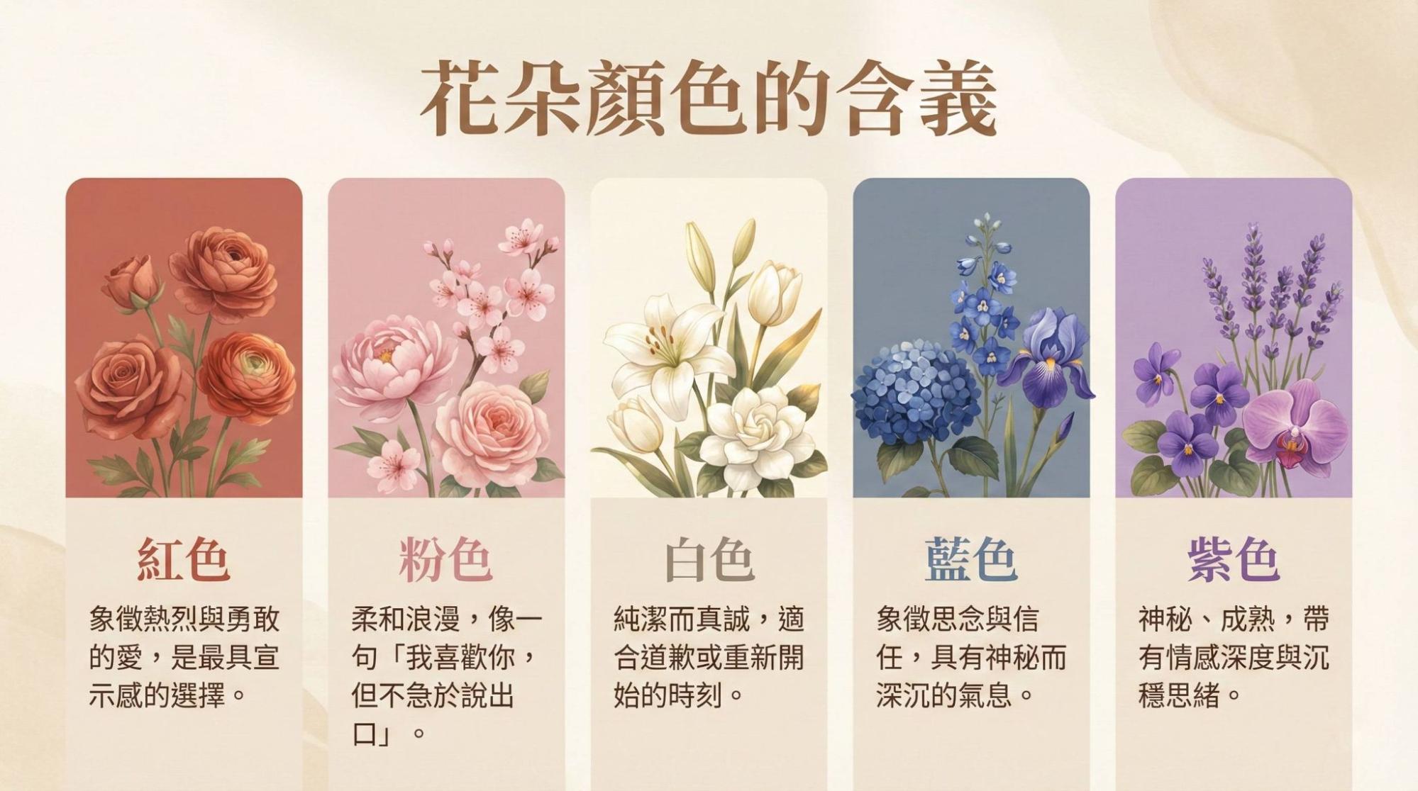 五種常見花朵顏色含義